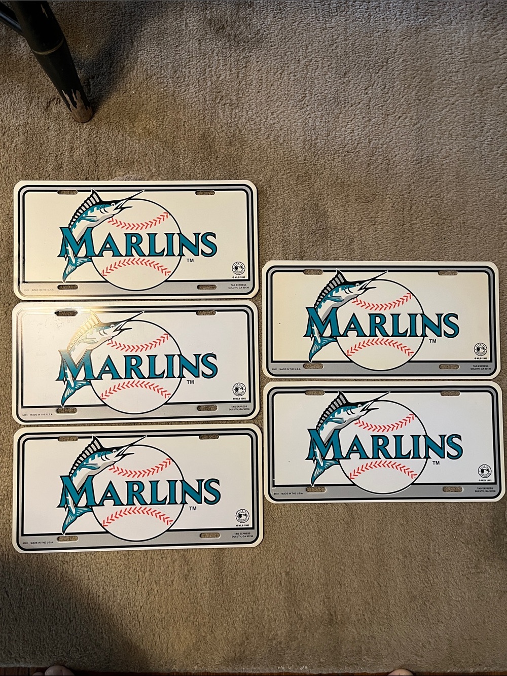 Six Miami Marlins Vintage Booster / License Plates